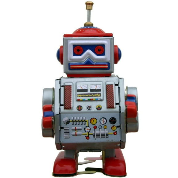 Alexander Taron Robot Wind Up Adult Collectible Tin Toy - 4.25" - Silver and Red