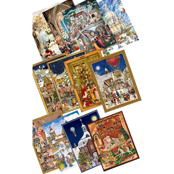 Alexander Taron Set of 12 Richard Sellmer Assorted Large Christmas Advent Calendars 14"