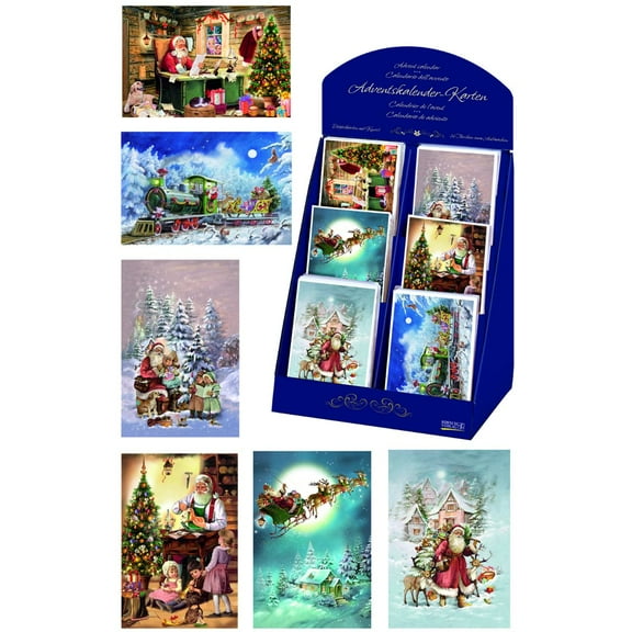 Alexander Taron Set of 60 Korsch Assorted Santa Claus Christmas Advent Cards 14.5"