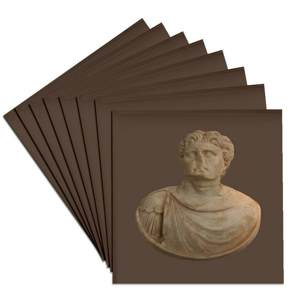 3drose, Alexander the Great Shield Portrait Aphrodisias Vector Art, Set of 8 Ceramic Tile Coasters