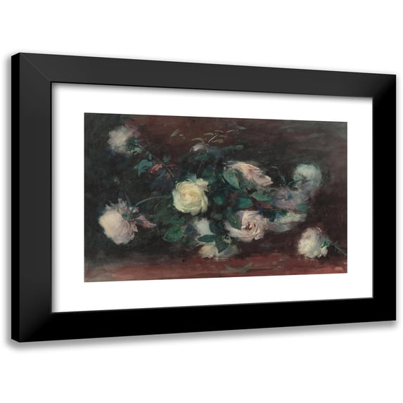 Alexander Theobald Van Laer 18x13 Black Modern Framed Museum Art Print Titled - Still Life with White Roses