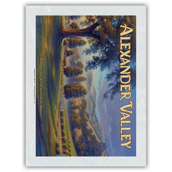 Alexander Valley Wineries - Robert Young Estate Winery - California Vineyards Wine Country Art by Kerne Erickson - Japanese Unryu Rice Paper Art Print (Unframed) 12 x 16 in