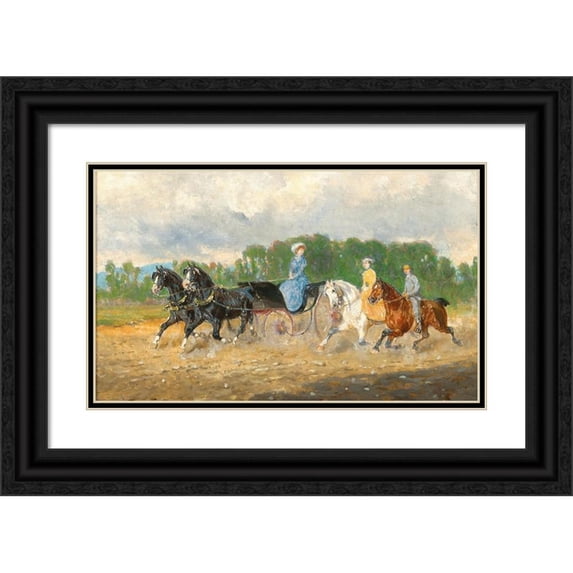 Alexander Von Bensa 24x16 Black Ornate Framed Double Matted Museum Art Print Titled: Walks
