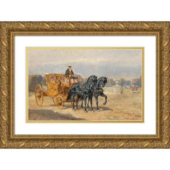 Alexander Von Bensa 24x17 Gold Ornate Framed and Double Matted Museum Art Print Titled - The Court Carriage