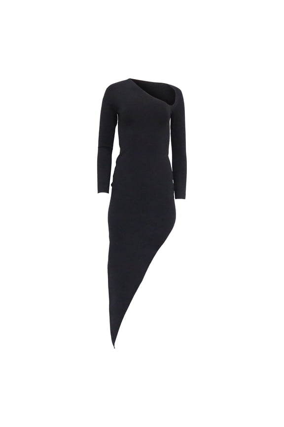 Pre-Owned Alexander Wang Asymmetric Bodycon Midi Dress in Black Viscose