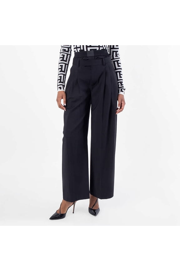 Boxer Detail Pleated Trousers, Size 0