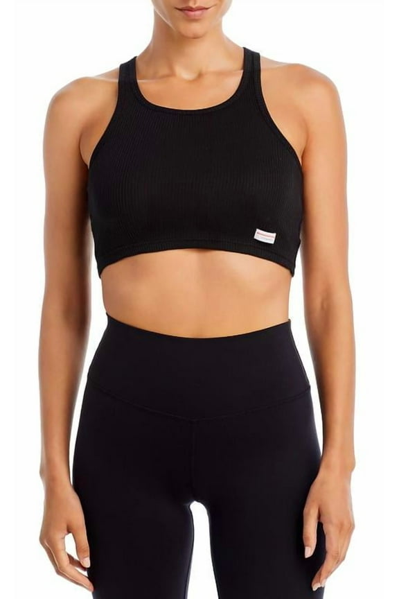 Cotton Cropped Racerback Tank Top, Black, L