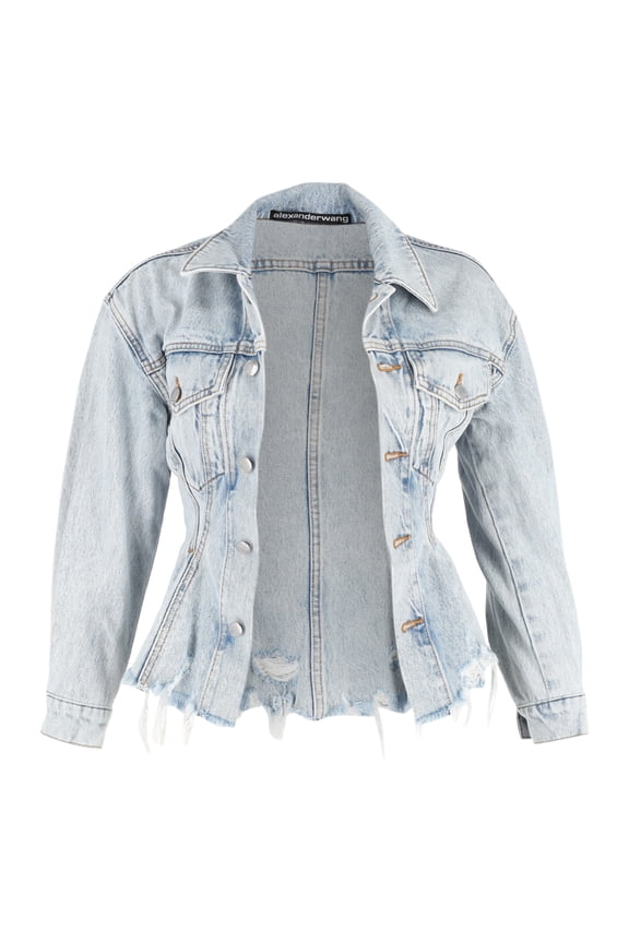 Pre-Owned Alexander Wang Sculpted Denim Jacket in Light Blue Cotton
