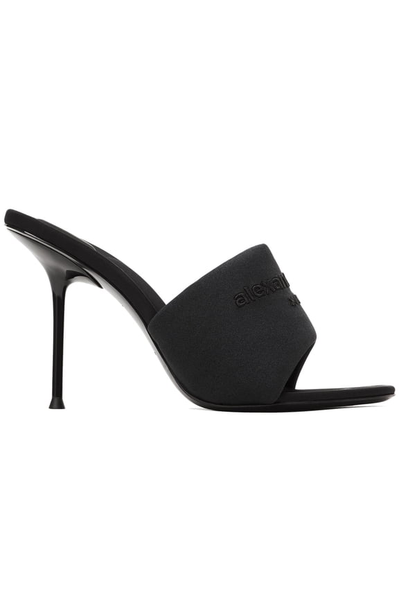 Womens Sienna Logo Embroidered Padded Lycra Mules 36 Black - NIB