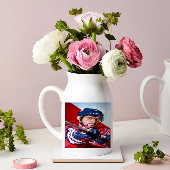 Alexander and Ovechkin Ceramic Milk Bottle Vase.3.15" x 5.12"