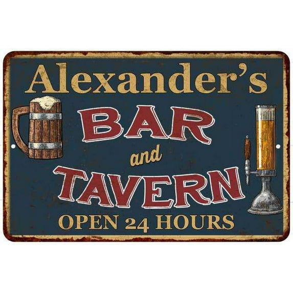 Alexander's Green Bar & Tavern Rustic Sign 8 x 12 Matte Finish Metal 108120047966
