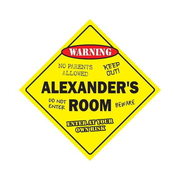 Alexander's Room Sign Crossing Zone Xing | Indoor/Outdoor | 12" Tall kids bedroom decor door children's name boy girl
