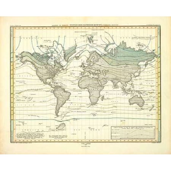 Alexander von Humboldts System Der Isotherm-Kurven, 1849 Poster Print by Heinrich Berghaus (10 x 12)