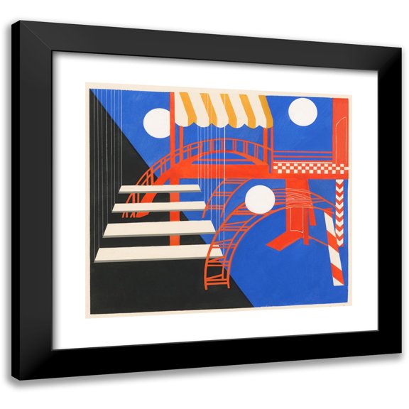 Alexandra Exter 13x12 Black Modern Framed Museum Art Print Titled - Theater Models 11 (1930)