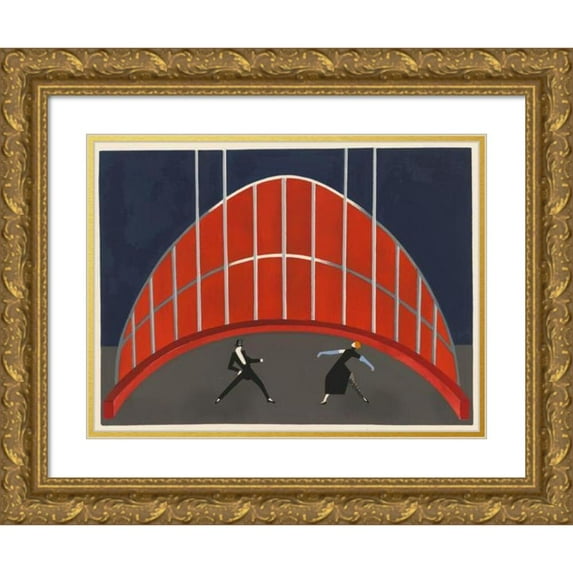Alexandra Exter 14x11 Gold Ornate Wood Frame and Double Matted Museum Art Print Titled - Theater Models 7 (1930)