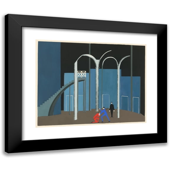 Alexandra Exter 14x12 Black Modern Framed Museum Art Print Titled - Theater Models 12 (1930)
