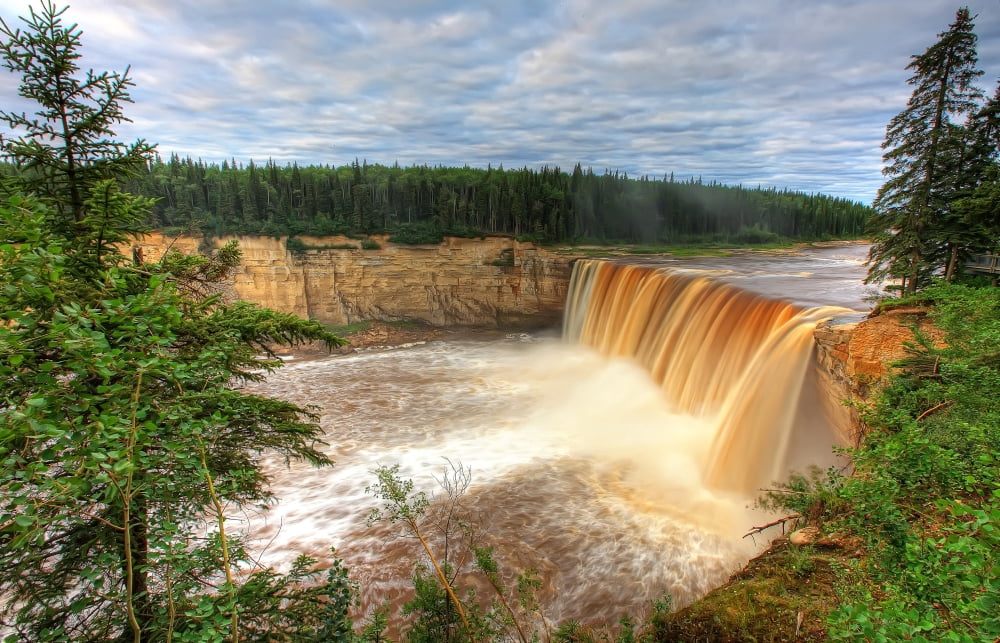 Alexandra Falls Near Hay River Northwest Territories Canvas Art - Robert Postma Design Pics (34 x 22)