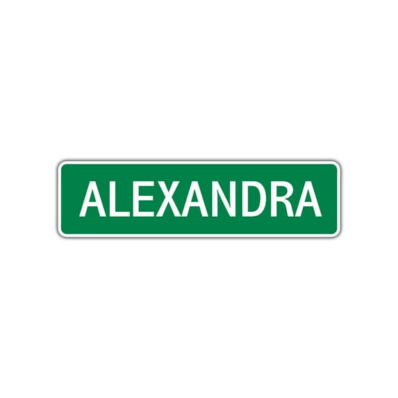 Alexandra Girls Children Name Letter Printed Plaque Novelty Wall Decoration Label Indoor Outdoor Unique Aluminum Metal Sign 4"x13.5"