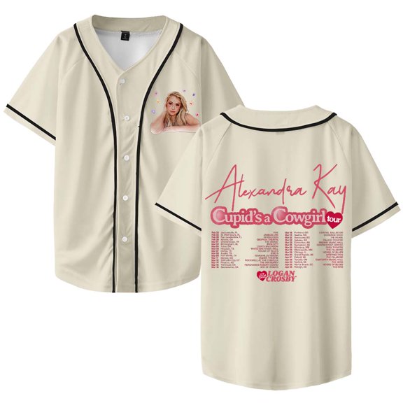 Alexandra Kay Cupid's A Cowgirl Tour Baseball Jersey Shirt V-Neck Women Men Short Sleeve Streetwear Clothes