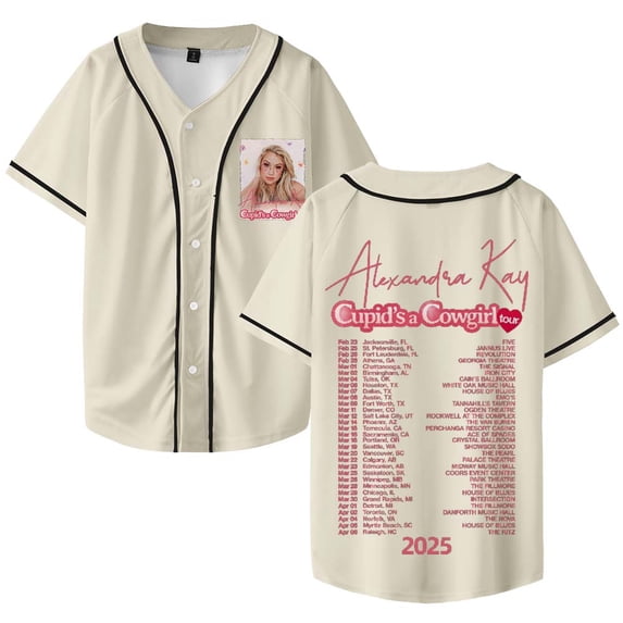 Alexandra Kay Cupid's A Cowgirl Tour Merch Baseball Jersey Shirt V-Neck Women Men Short Sleeve Streetwear Clothes