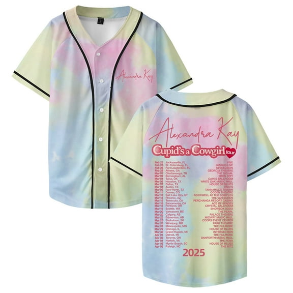 Alexandra Kay Cupid's a Cowgirl Tour 2025 Baseball Jersey Short Sleeve Shirts Men Women Streetwear Tee