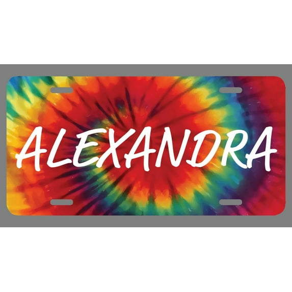 Alexandra Name Tie Dye Style License Plate Tag Vanity Novelty Metal | UV Printed Metal | 6-Inches By 12-Inches | Car Truck RV Trailer Wall Shop Man Cave | NP1257