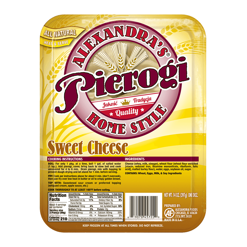 Alexandra's Sweet Cheese Pierogis 14 oz., Pack of 6 (72 Pierogis total)