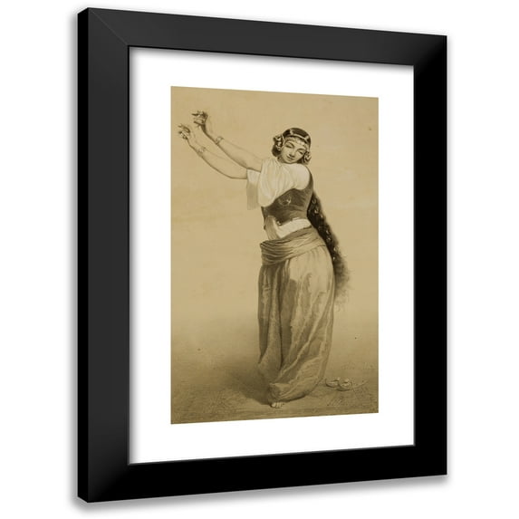 Alexandre Bida 16x24 Black Modern Framed Museum Art Print Titled - A Dancing Girl (Almeh)