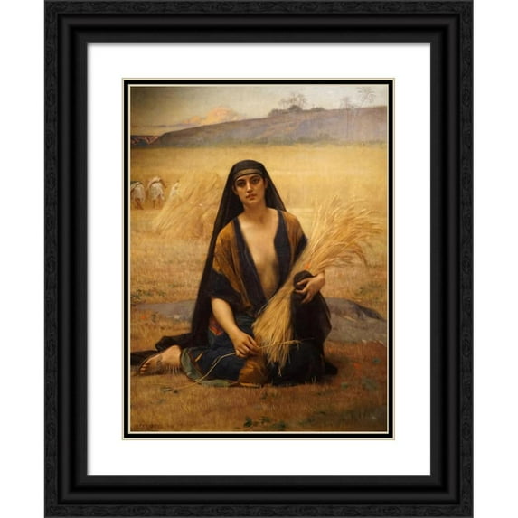 Alexandre Cabanel 12x14 Black Ornate Wood Framed Double Matted Museum Art Print Titled: Ruth Glanant
