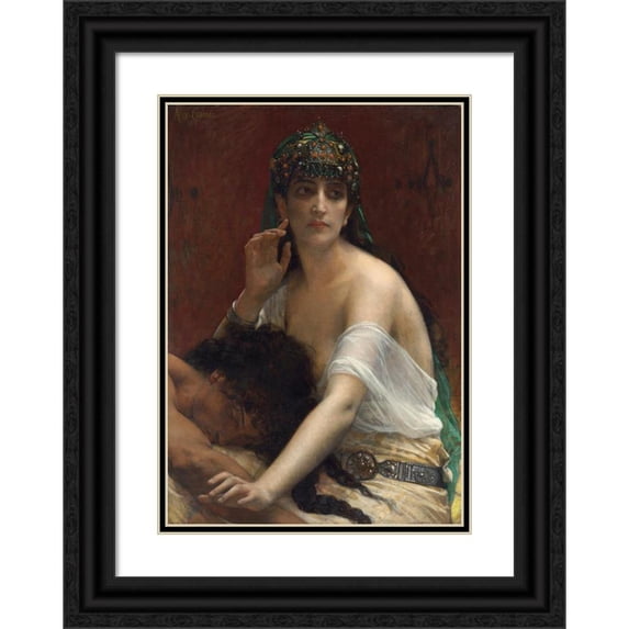 Alexandre Cabanel 18x24 Black Ornate Framed Double Matted Museum Art Print Titled: Samson and Delilah (1878)