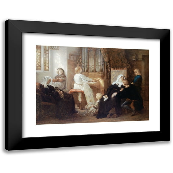 Alexandre Cabanel 24x18 Black Modern Framed Museum Art Print Titled - The Widow of the Master of Chapel (1859)