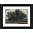 thumbnail image 1 of Alexandre Calame 18x13 Black Ornate Wood Framed Double Matted Museum Art Print Titled - Landscape with Oak Trees, 1 of 5