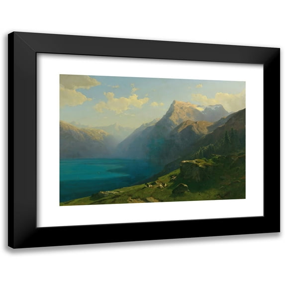 Alexandre Calame 18x14 Black Modern Framed Museum Art Print Titled - View of Lake Lucerne from Seelisberg (1862)