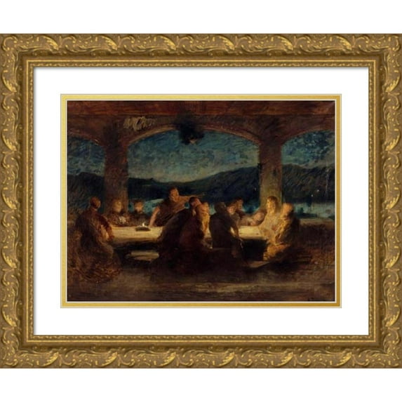 Alexandre Falguière 14x12 Gold Ornate Wood Frame and Double Matted Museum Art Print Titled - The Last Supper (1898)