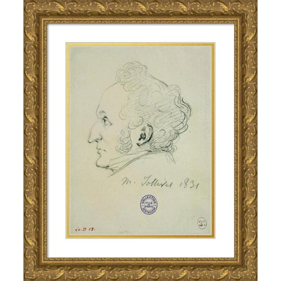 Alexandre François Baudet-Dulary 11x14 Gold Ornate Wood Frame and Double Matted Museum Art Print Titled - Portrait of Mr. Jollivet. (1831)