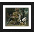 thumbnail image 1 of Alexandre François Desportes 14x12 Black Ornate Wood Framed Double Matted Museum Art Print Titled: Dogs, Dead Game and Fruit (1715), 1 of 5