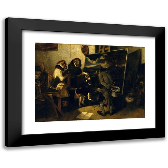 Alexandre-Gabriel Decamps 24x18 Black Modern Framed Museum Art Print Titled - The Experts (1837)