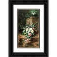 thumbnail image 1 of Alexandre Gamba De Preydour 15x24 Black Ornate Framed Double Matted Museum Art Print Titled: Flowers by an Ancient Fountain, 1 of 5