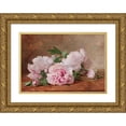 thumbnail image 1 of Alexandre Gamba De Preydour 18x14 Gold Ornate Wood Frame and Double Matted Museum Art Print Titled - Peonies (1889), 1 of 4