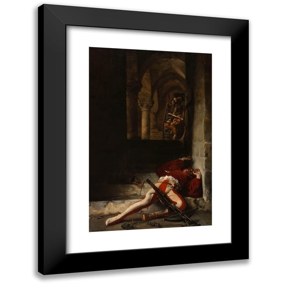 Alexandre-Louis Leloir 13x18 Black Modern Framed Museum Art Print Titled - Le Guet-Apens (1869)