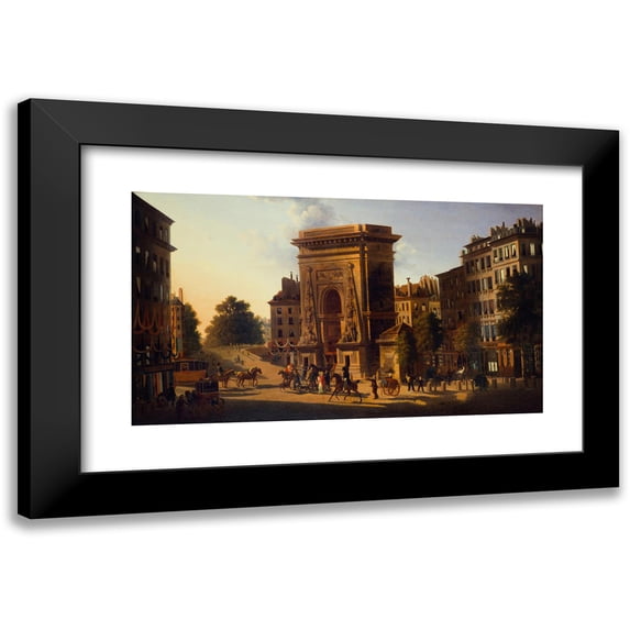 Alexandre Pau de Saint-Martin 18x12 Black Modern Framed Museum Art Print Titled - The Porte Saint-Denis, 2Nd Arrondissement. (1810-1830)