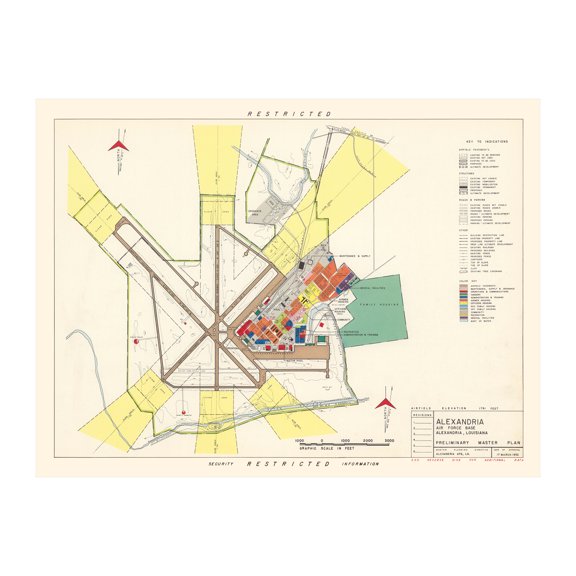 Alexandria Air Force Base Art, 1952 Vintage Map of Alexandria Air Force Base History Wall Decor Gift, Old Alexandria Air Force Base Map - 24" x 18" Unframed Print