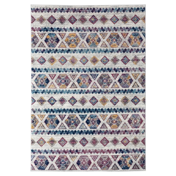 alexandria blue-pink power-loomed area rug 5'1"x7'6"