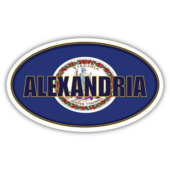 Alexandria City Virginia State Flag | VA Flag Alexandria County Oval State Colors Bumper Sticker Car Decal 3x5 inches