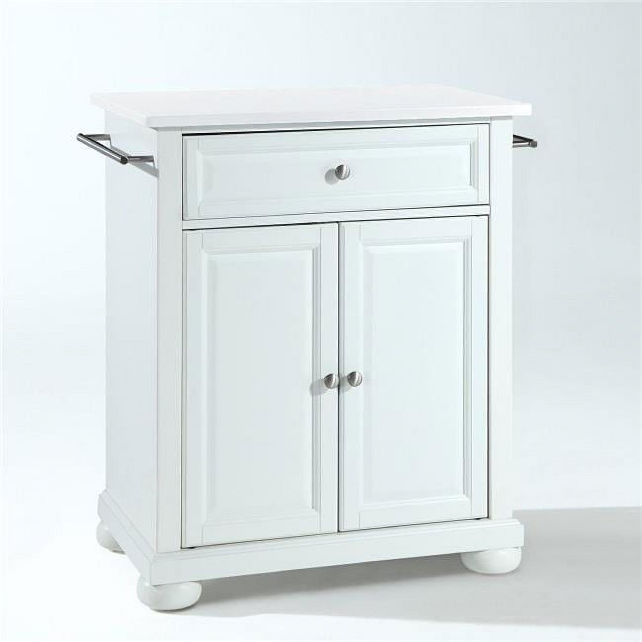 Alexandria Granite Top Portable Kitchen Island Cart, White