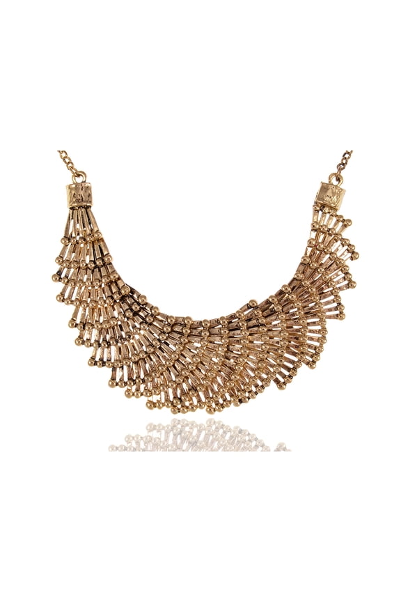Alexandria Japanese Fan Overlay Design Golden Adj Choker Necklace