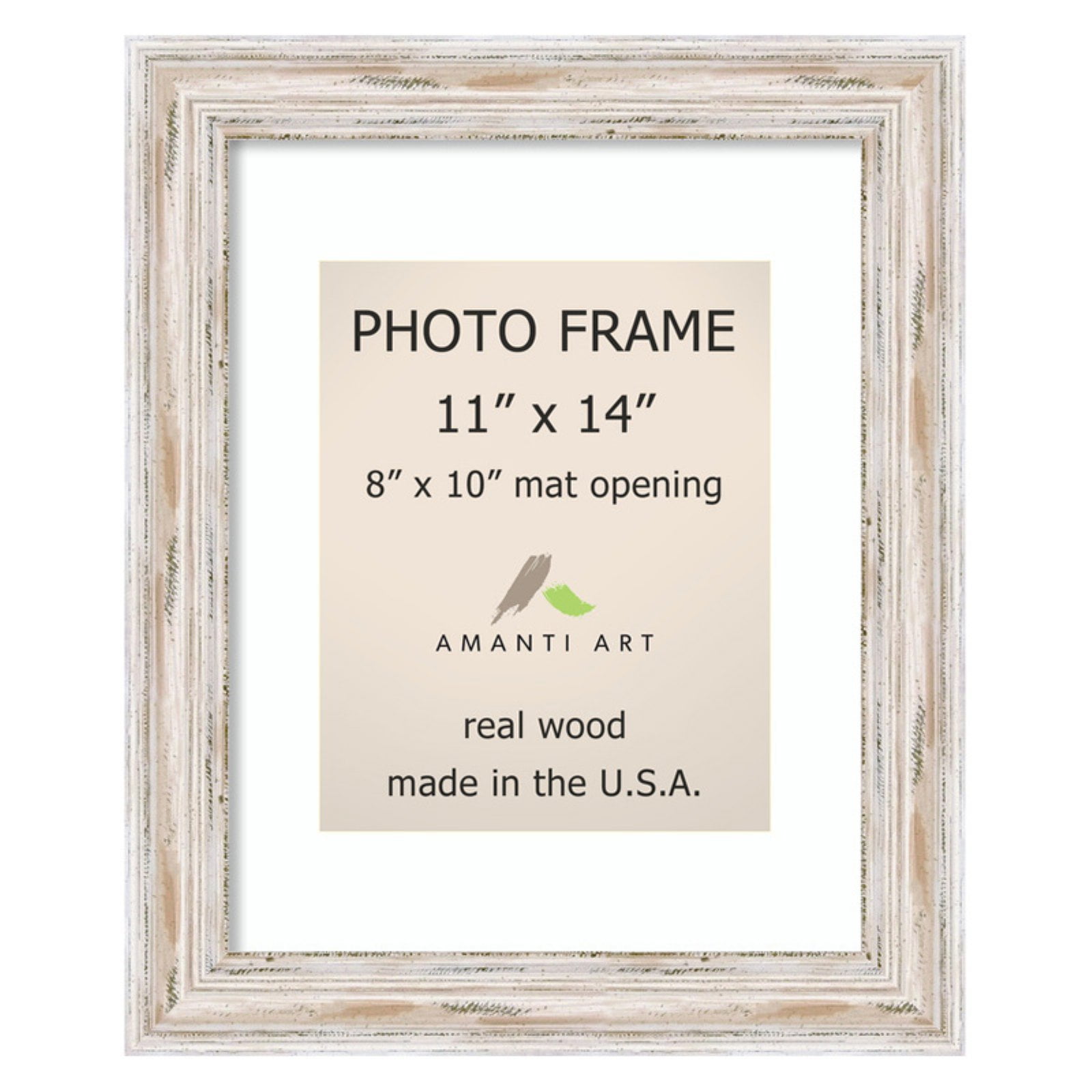 Alexandria Whitewash 8x10 Wood Wall Picture Frame