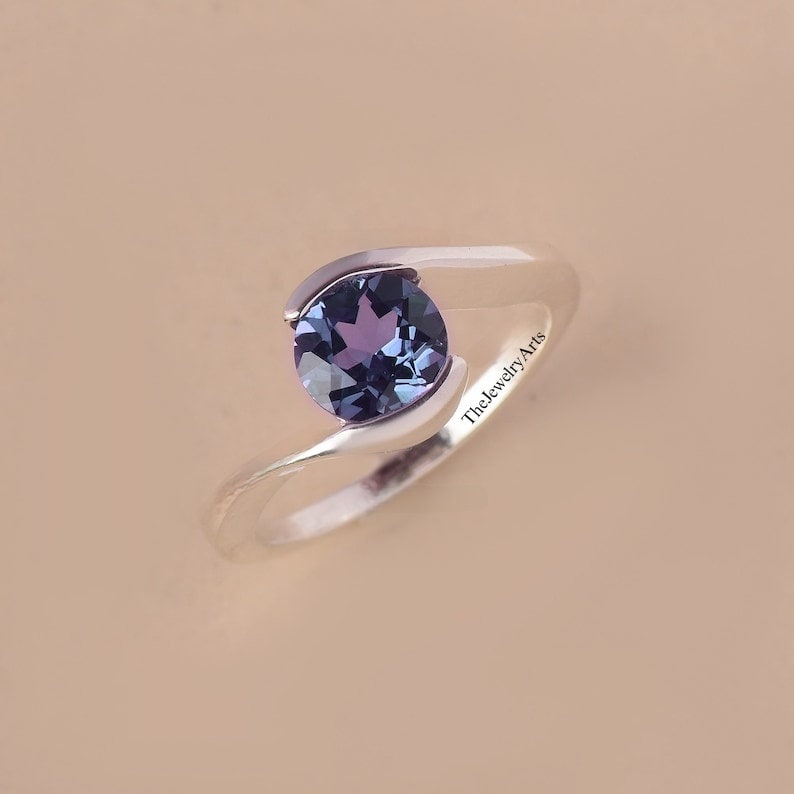 THEJEWELRYART Alexandrite Bridal Engagement Ring, Vintage Wedding Ring, Unique Anniversary Gift Ring, Proposal Ring for Her, Unique Woman Ring, Woman Ring