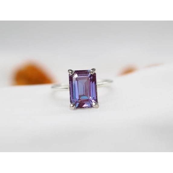 Alexandrite Gemstone Ring Purple Color Alexandrite Handmade Solitaire Ring Birthstone Gift Wedding Gift Ring