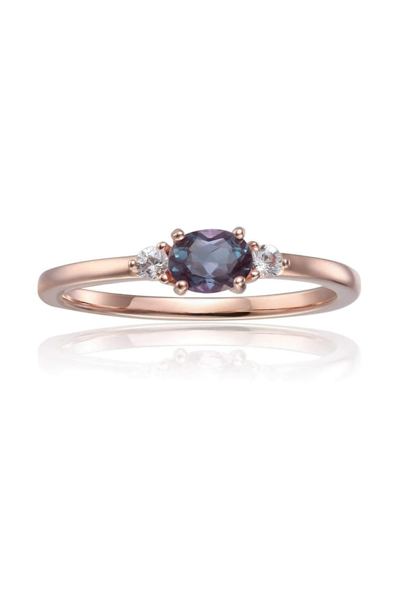 Alexandrite Oval Three Stone Ring